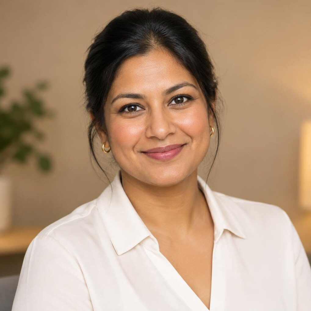 Portrait of a South Asian Norwegian female interview coach